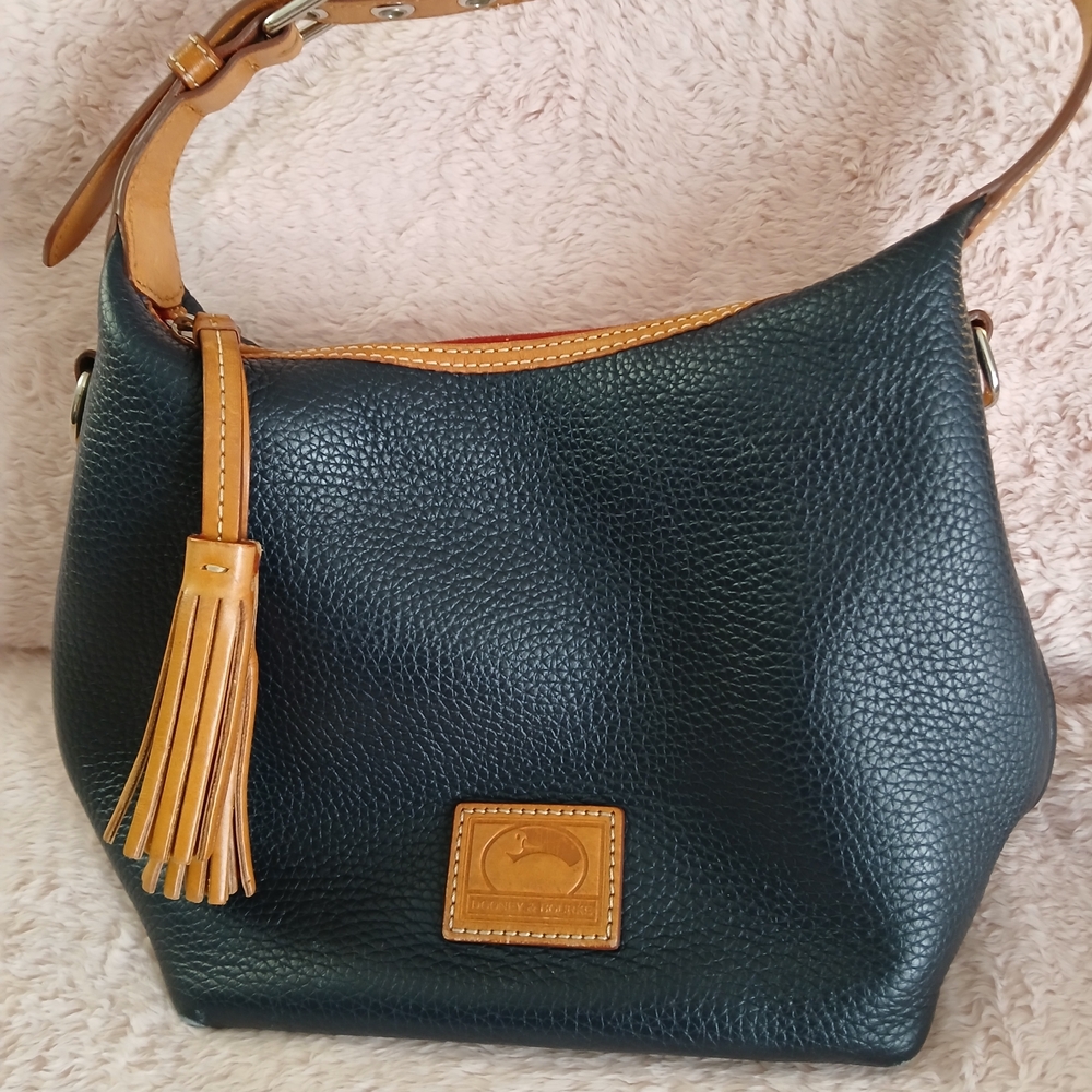 Dooney & Bourke Black and Tan Hobo Bag